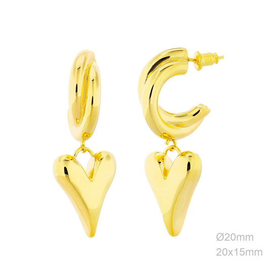 Pendientes Latón Corazón Chapado/Rodiado