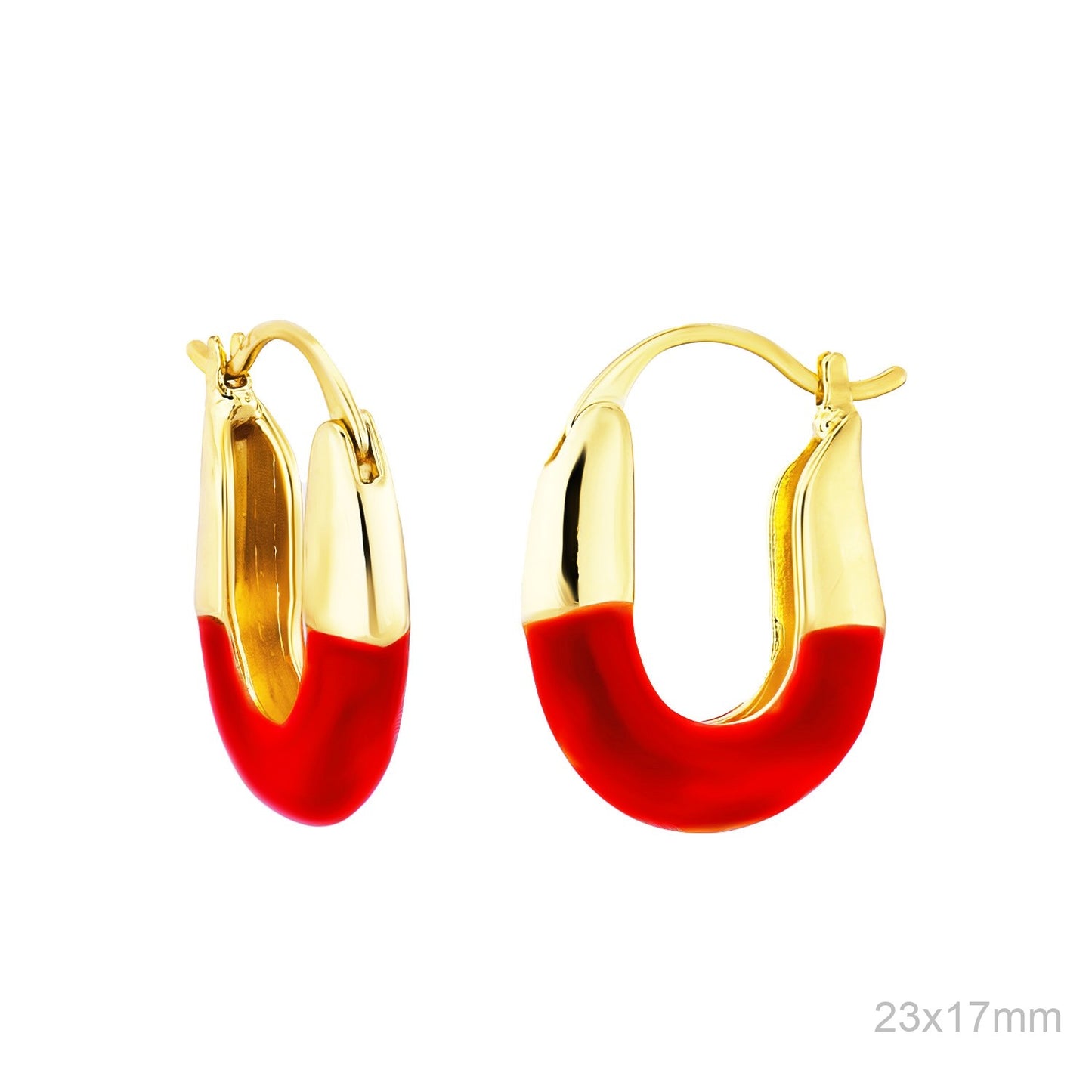 Pendientes Latón New york Blanco/Rojo Chapado en Oro