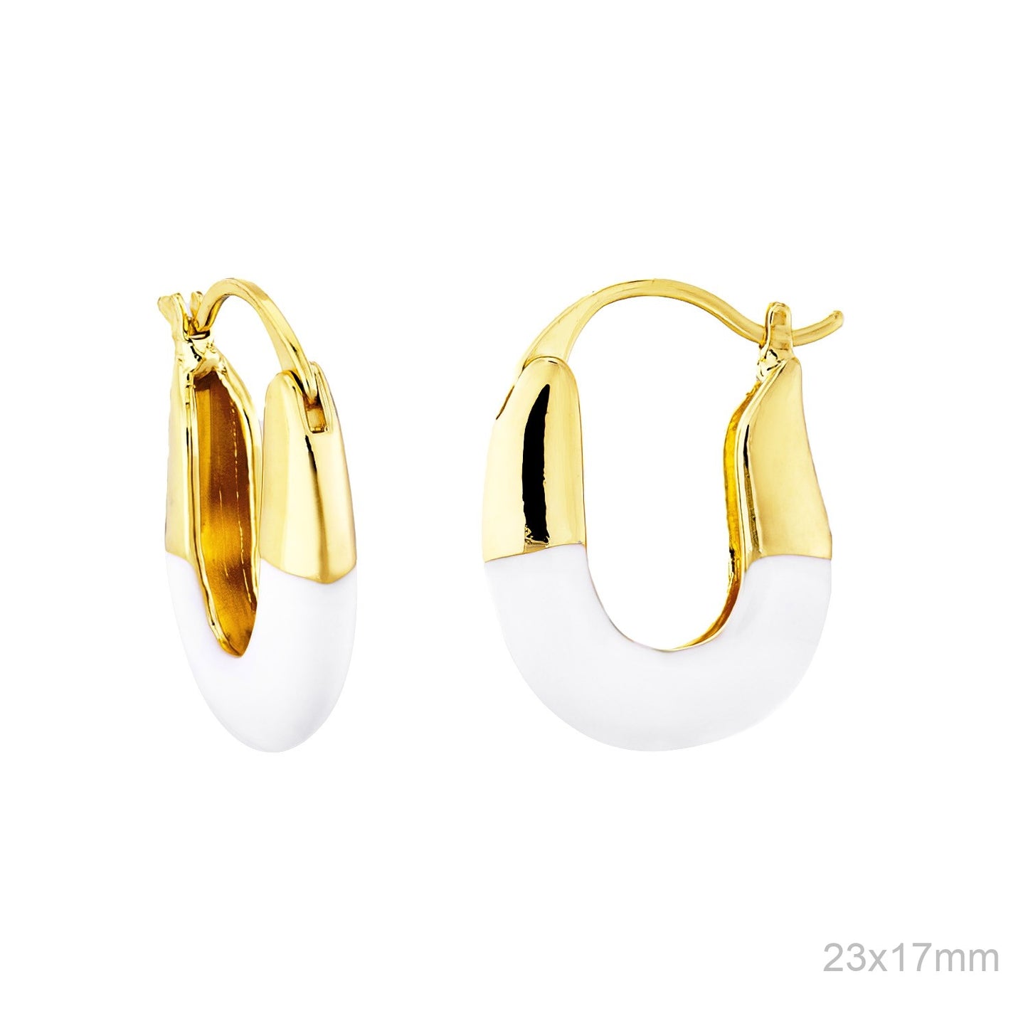 Pendientes Latón New york Blanco/Rojo Chapado en Oro