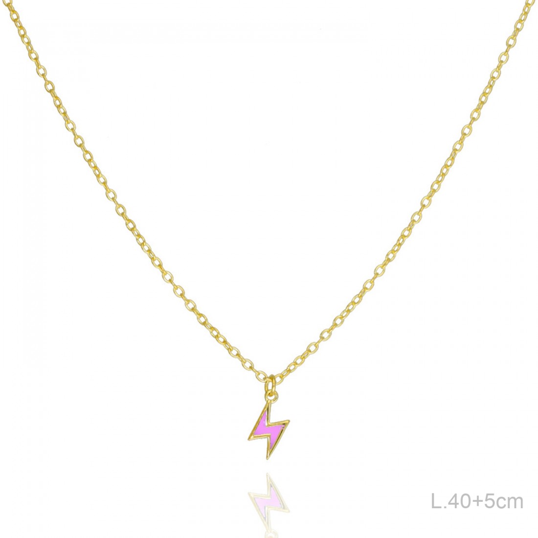 Gargantilla Dorada Rayo Esmalte Rosa