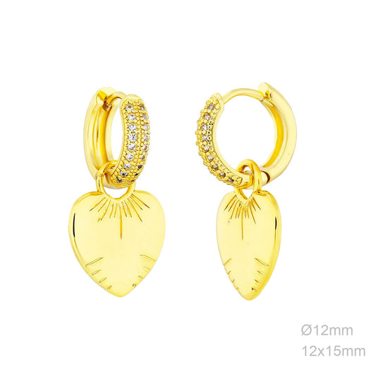 Pendientes Latón Chapado en Oro CORAZÓN