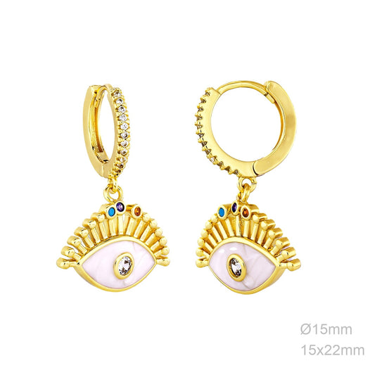 Pendientes Latón Chapado en Oro OJOS