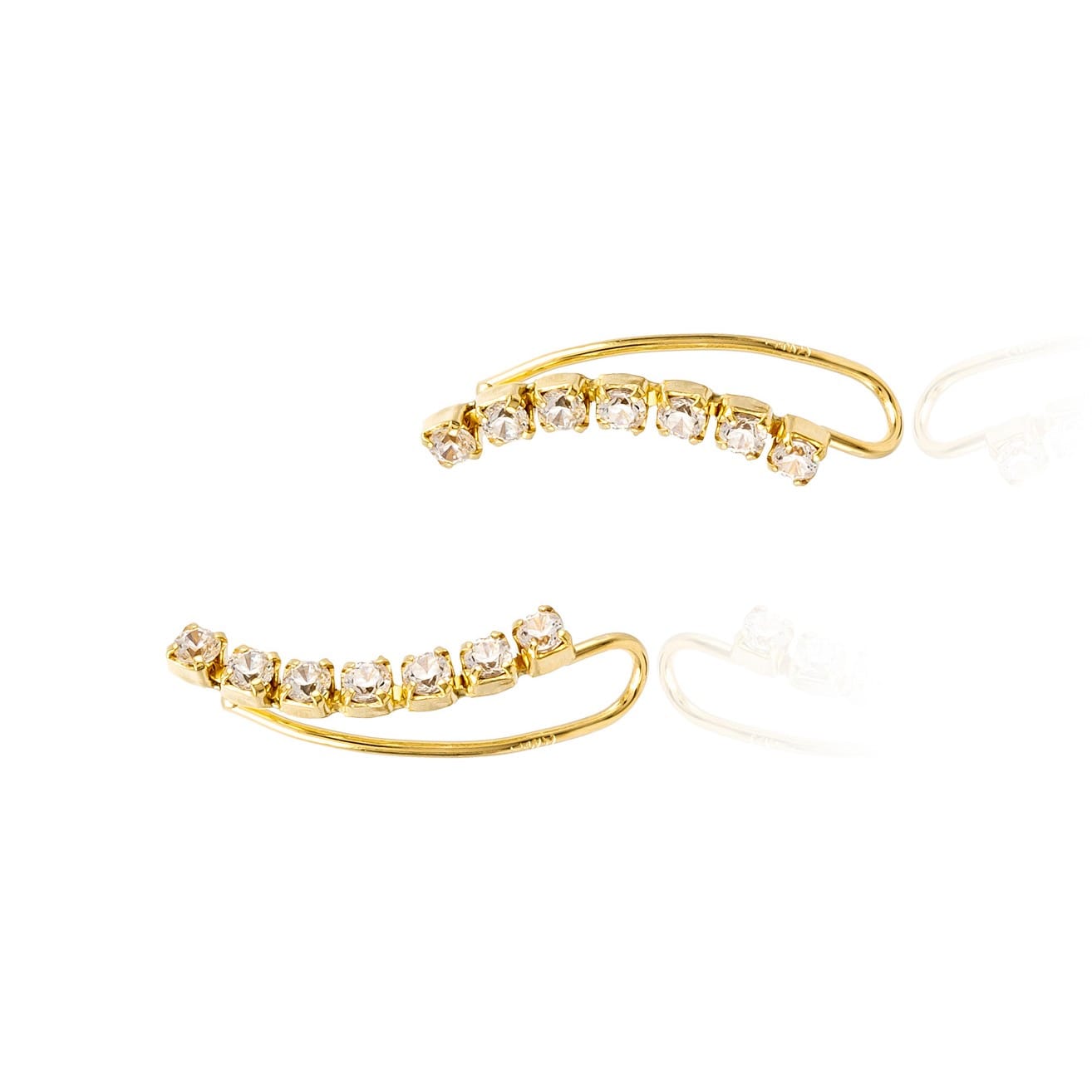 Pendientes Trepadores con Circonitas en Oro de 18 Ktes.