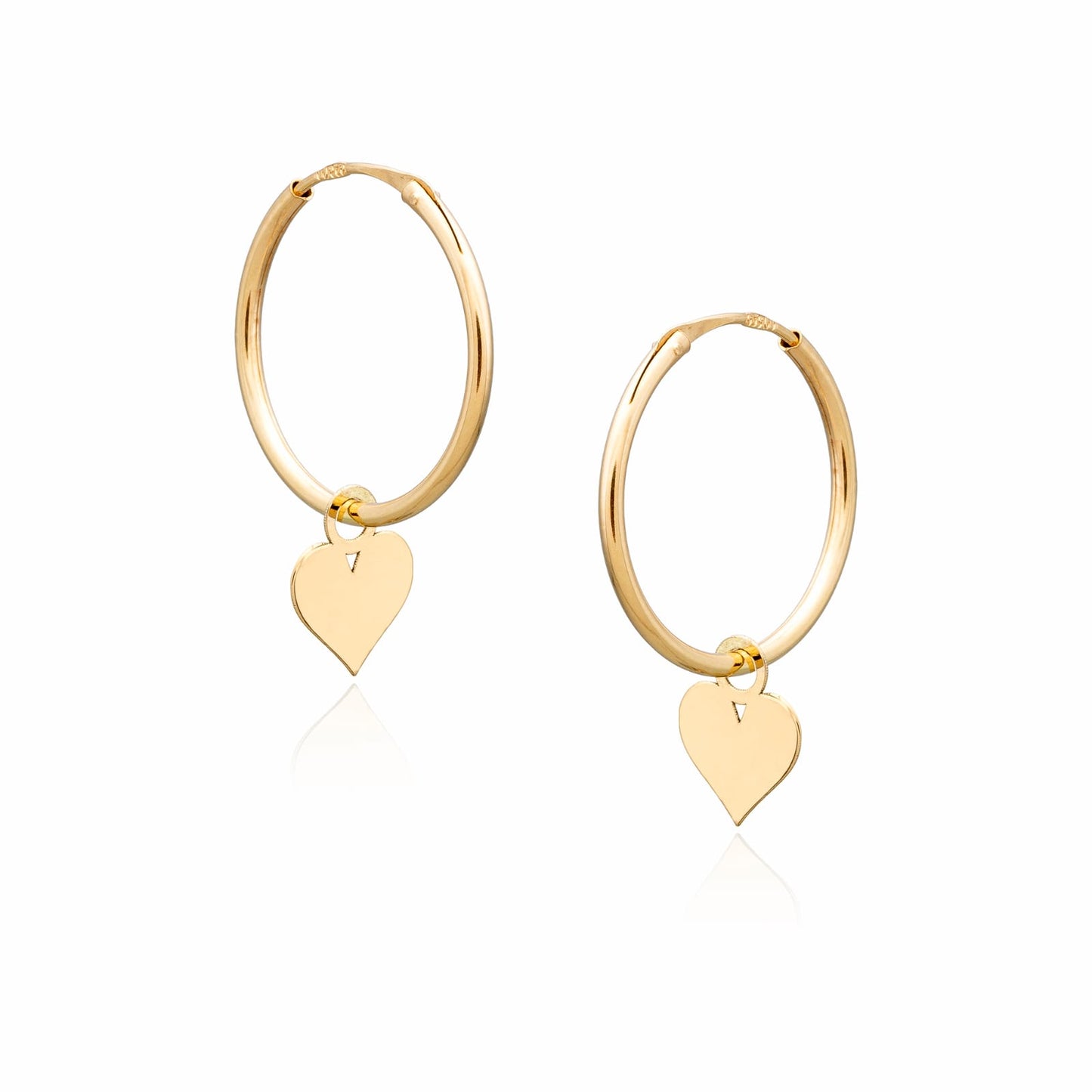 Pendientes Aros con CORAZÓN en Oro de 18 Ktes.