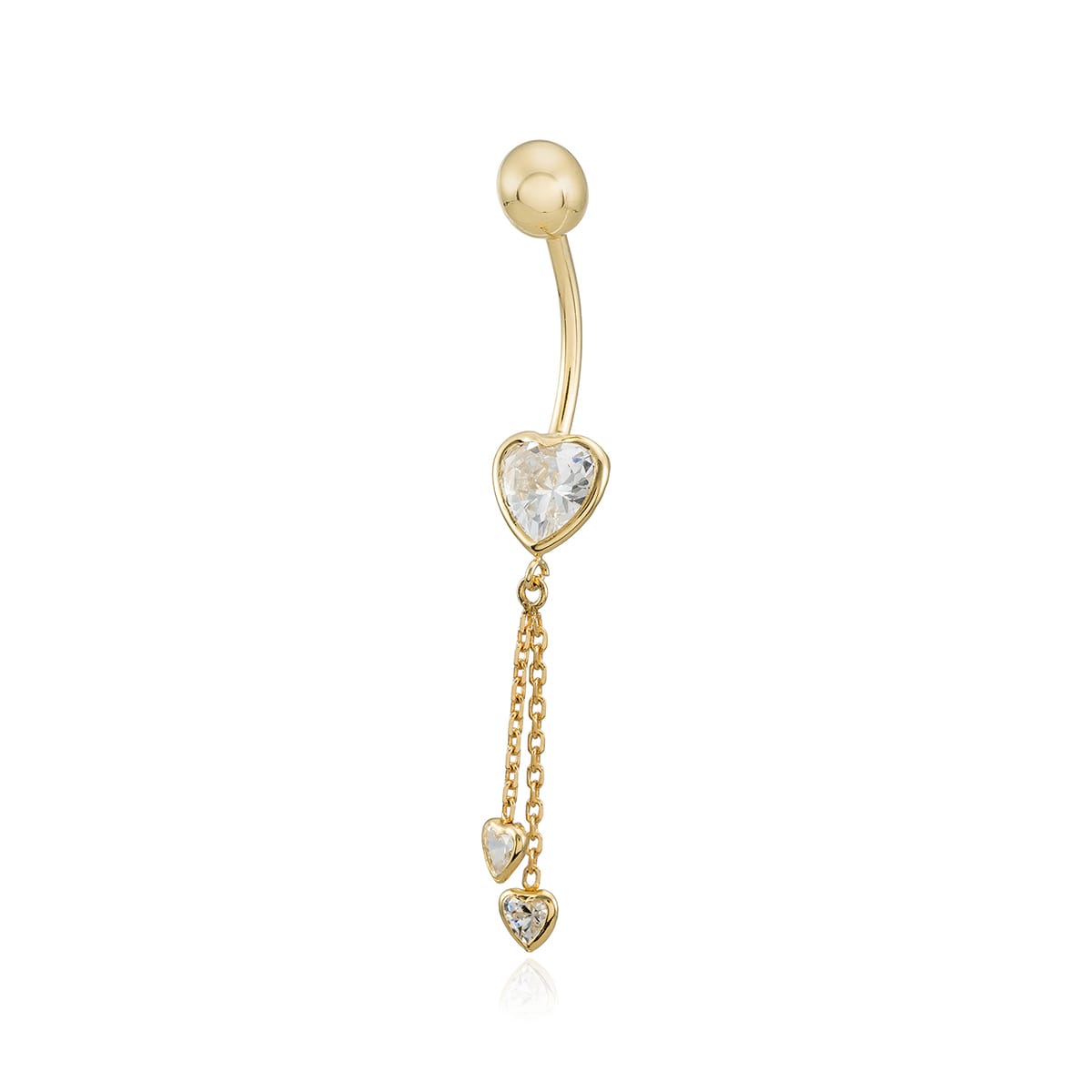 Piercing del ombligo cadenitas con Corazones en Oro de 18 Ktes.