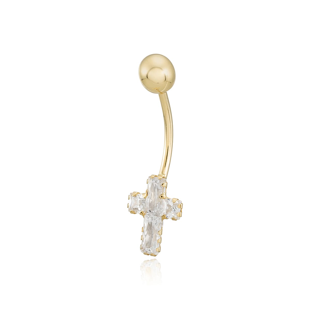 Piercing ombligo Cruz de Circonitas en Oro de 18 Ktes.