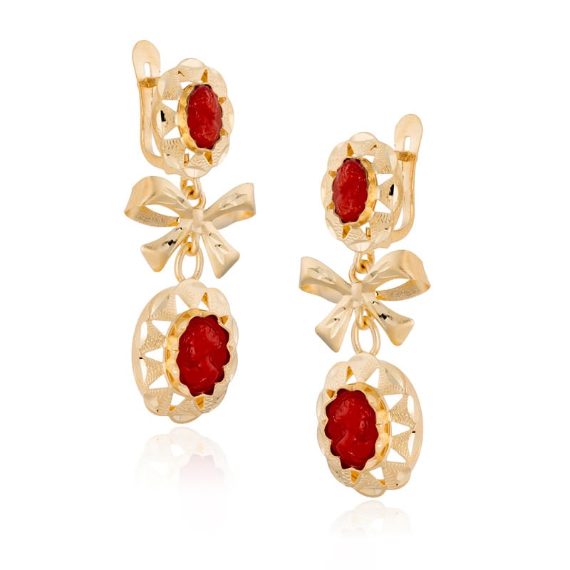 Pendientes Cubana Lazo Coral Oro