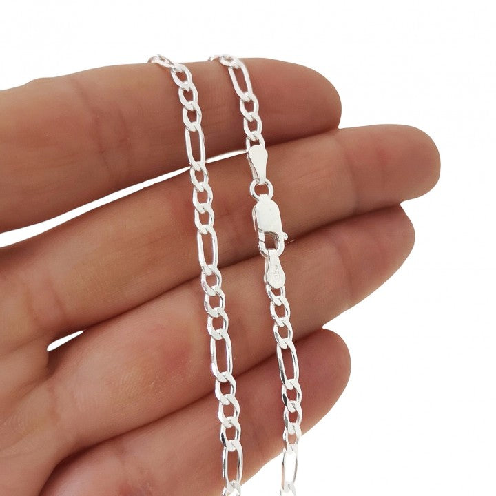 Cadena Alternada 40 cm. en Plata de Ley