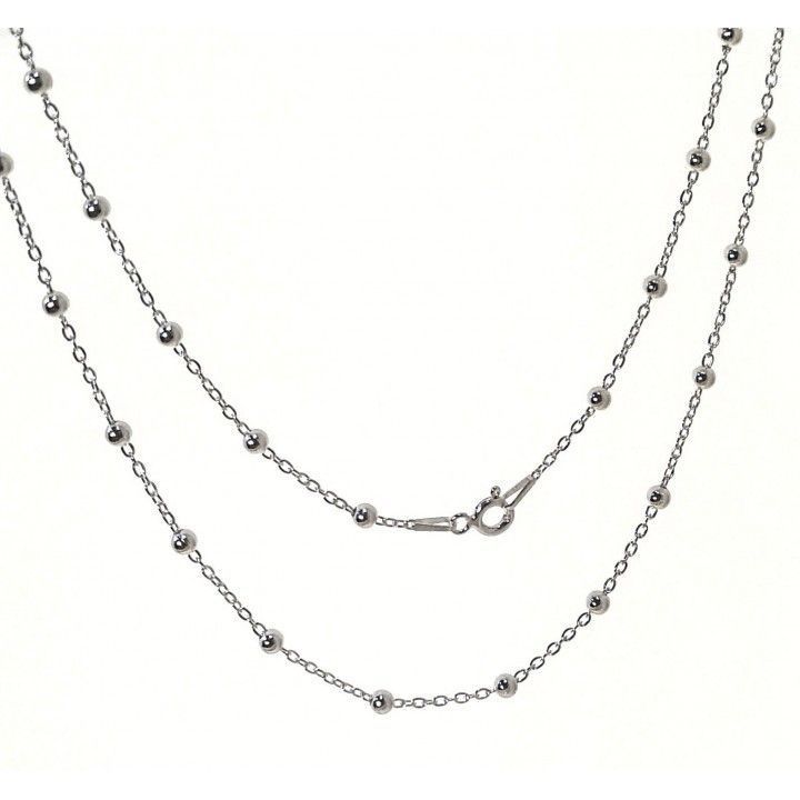 Cadena Bolitas Combinadas 45 cm en Plata de Ley