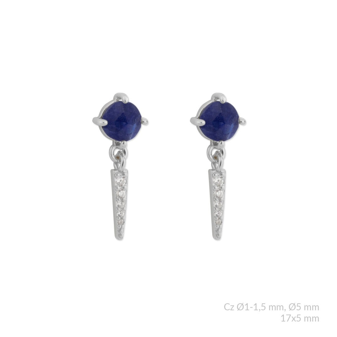 Pendientes de Plata de Ley con sodalita y circonita blanca.