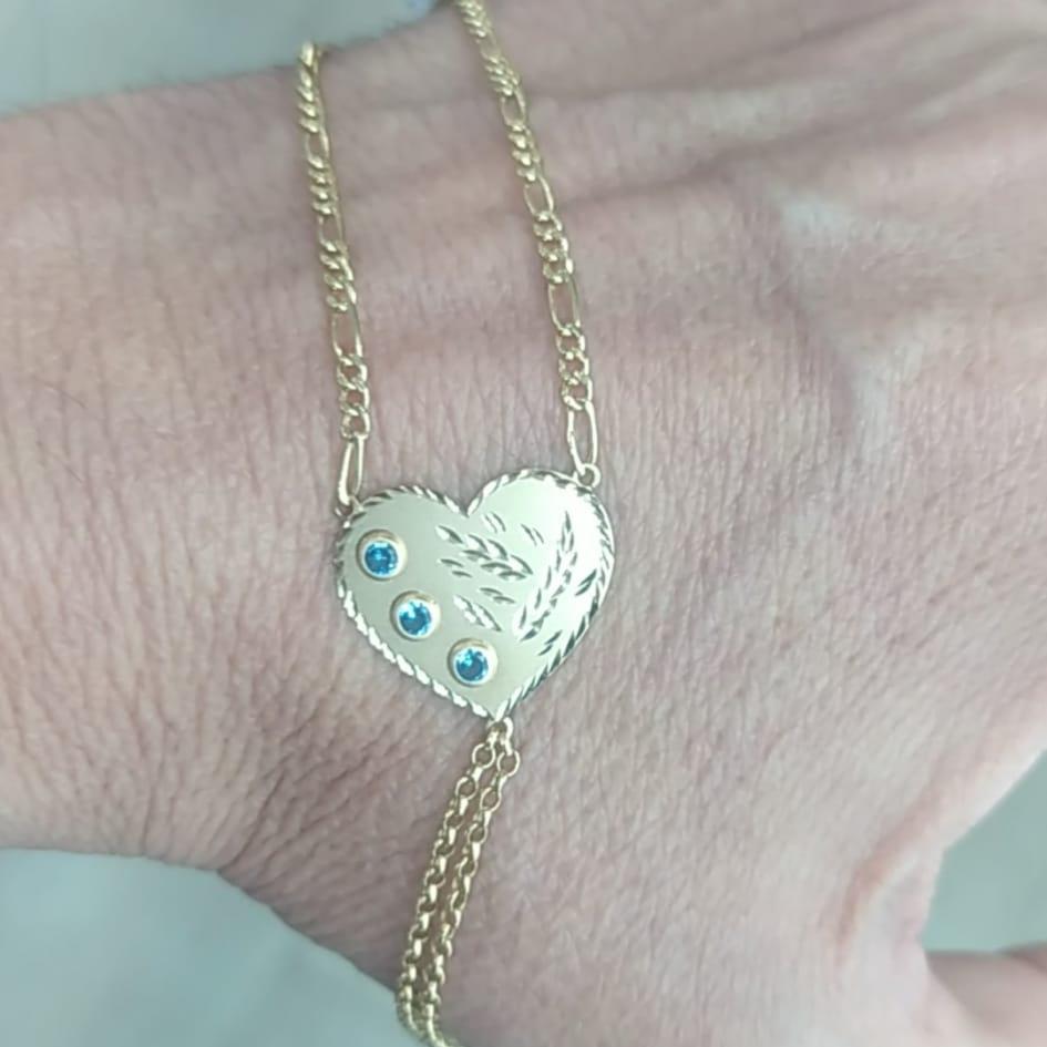 Pulsera Dedo/Manita Corazón Bebé en Oro 18 Ktes.