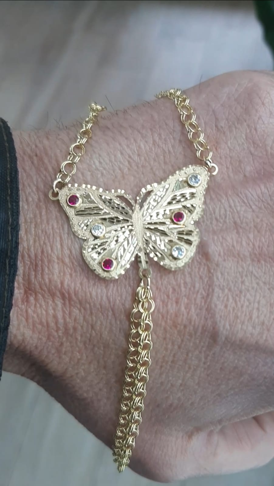 Pulsera Dedo/Manita Mariposa Mujer en Oro 18 Ktes.