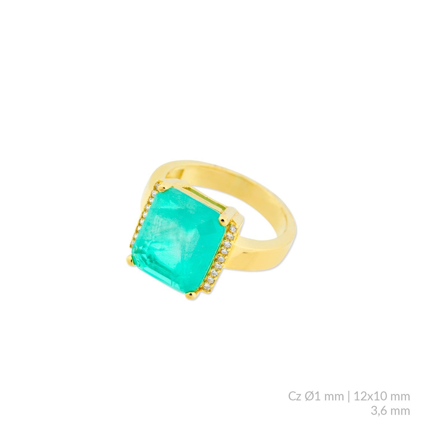 Anillo de Plata de Ley con circonitas Chapado en Oro