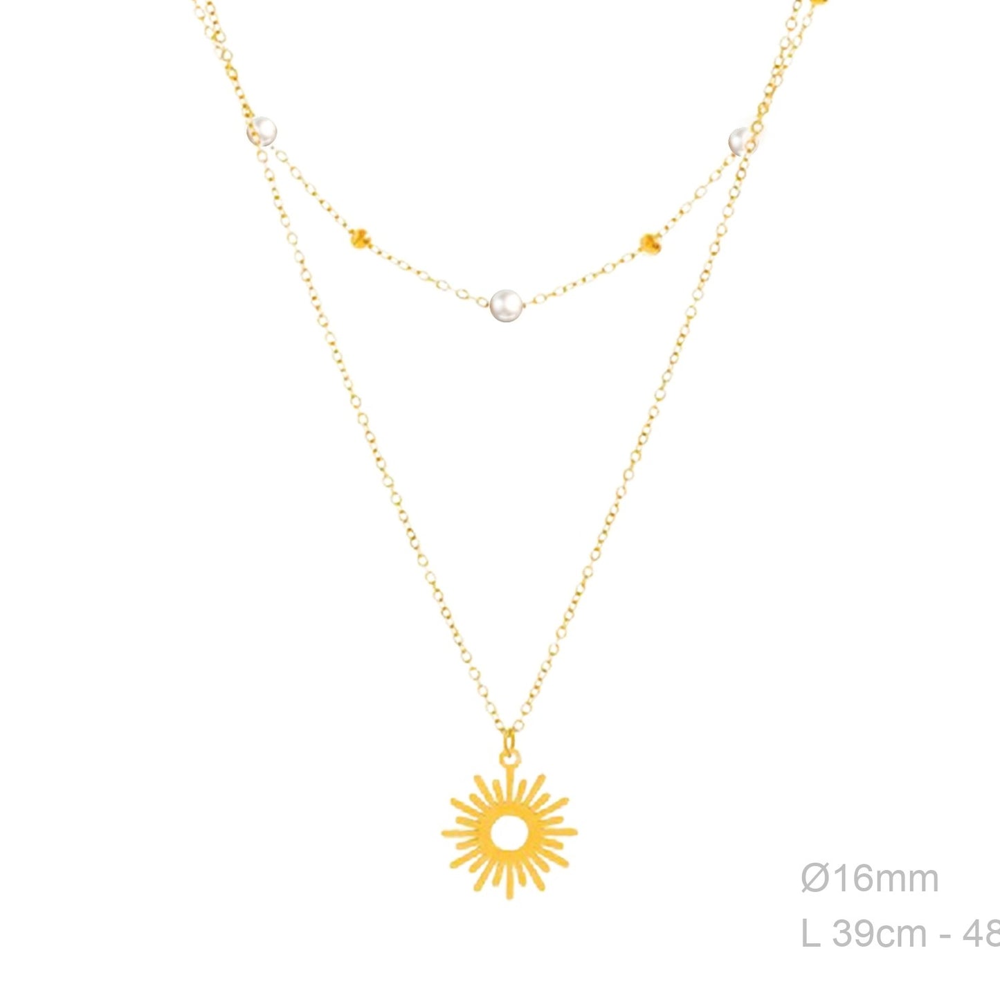 Gargantilla Doble Sol y Piedra Blanca