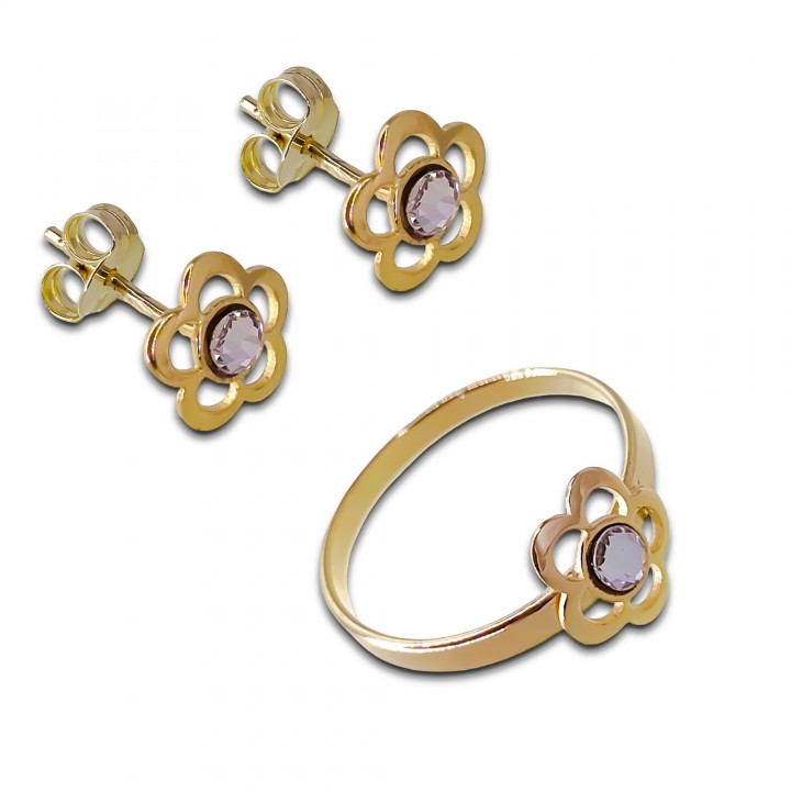 Juego Comunión Chapado Flor