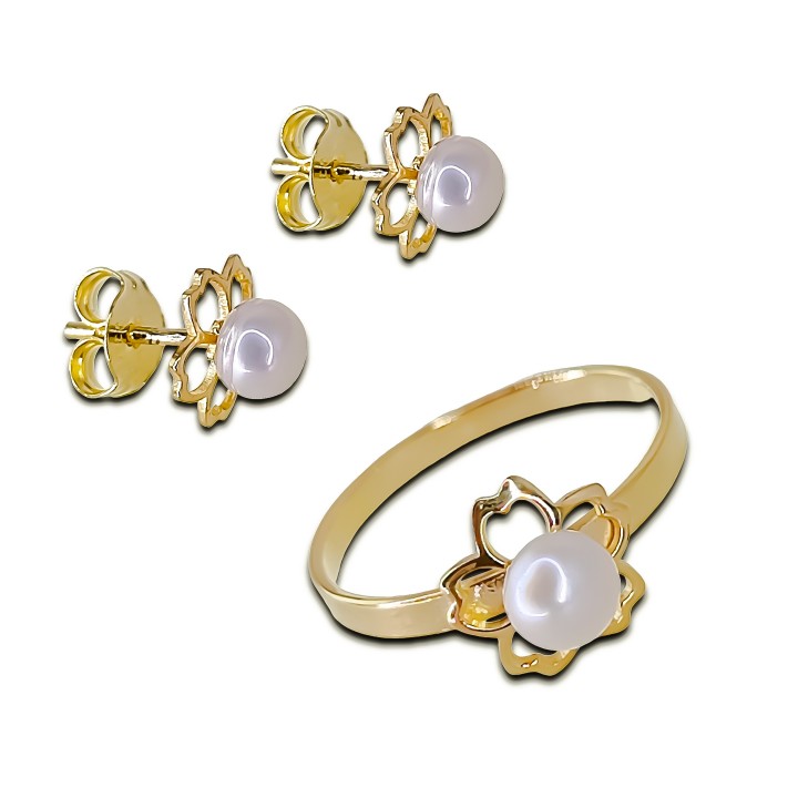 Juego Comunión Chapado Perla