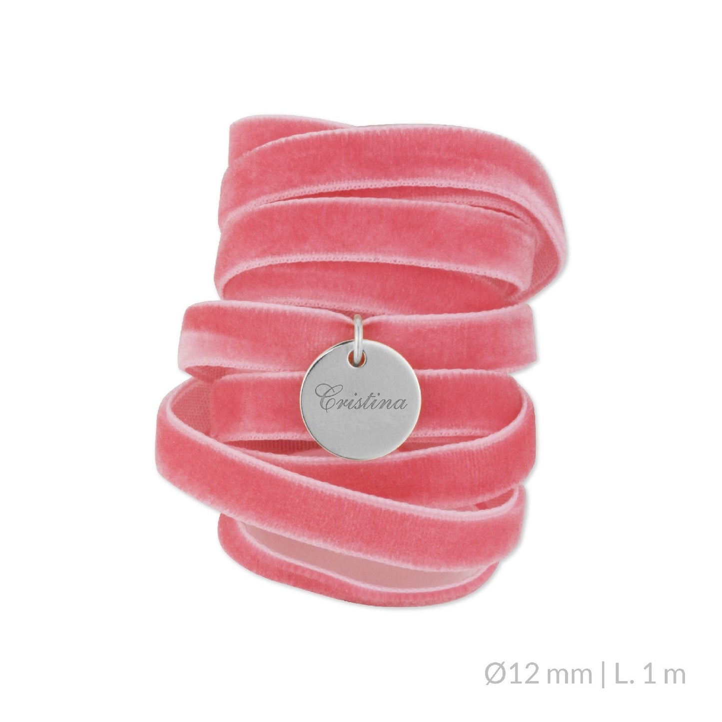 Medalla Ramo de Novia Plata/Chapado en Oro Terciopelo Rosa | Ø 12 mm Ø15 mm Ø18 mm