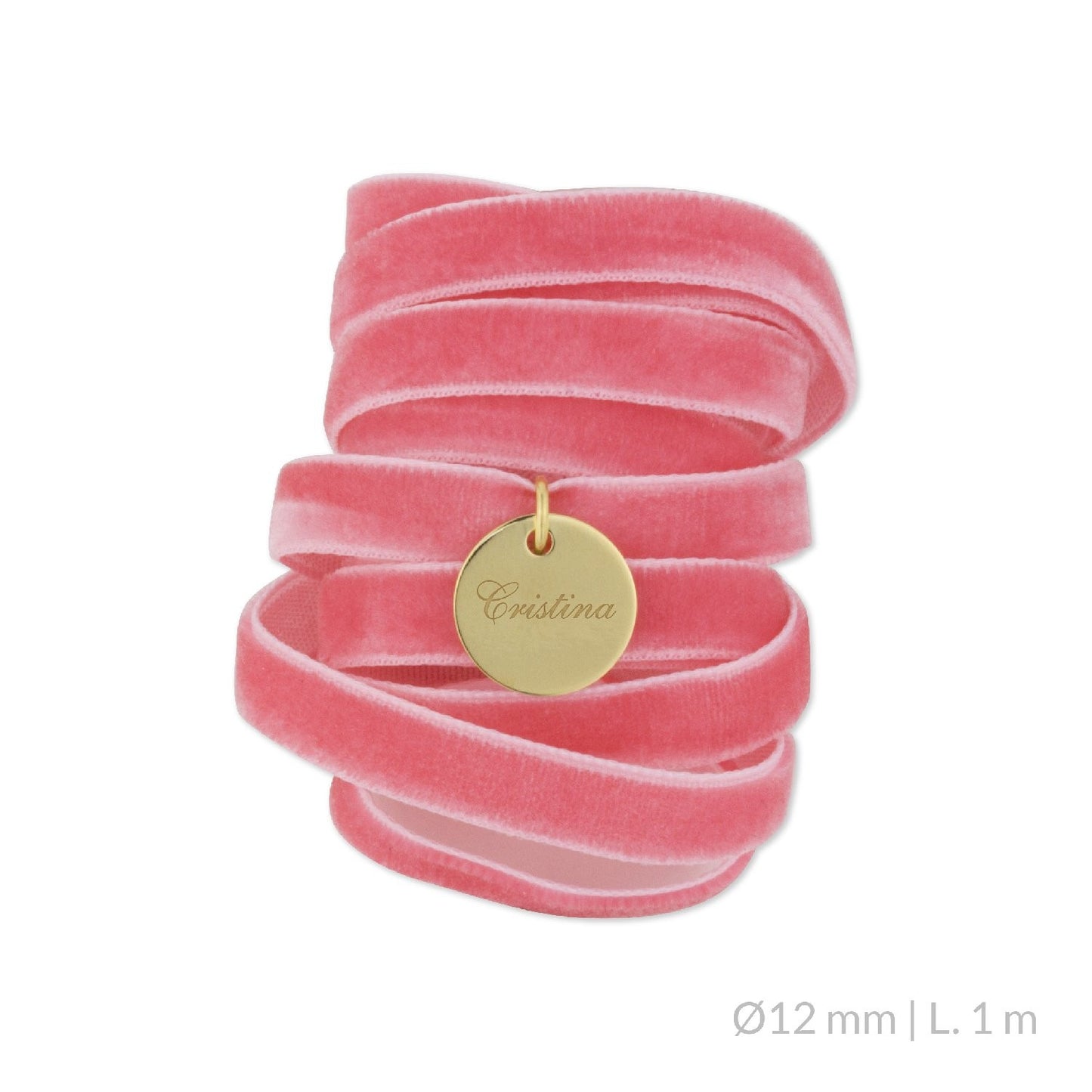 Medalla Ramo de Novia Plata/Chapado en Oro Terciopelo Rosa | Ø 12 mm Ø15 mm Ø18 mm