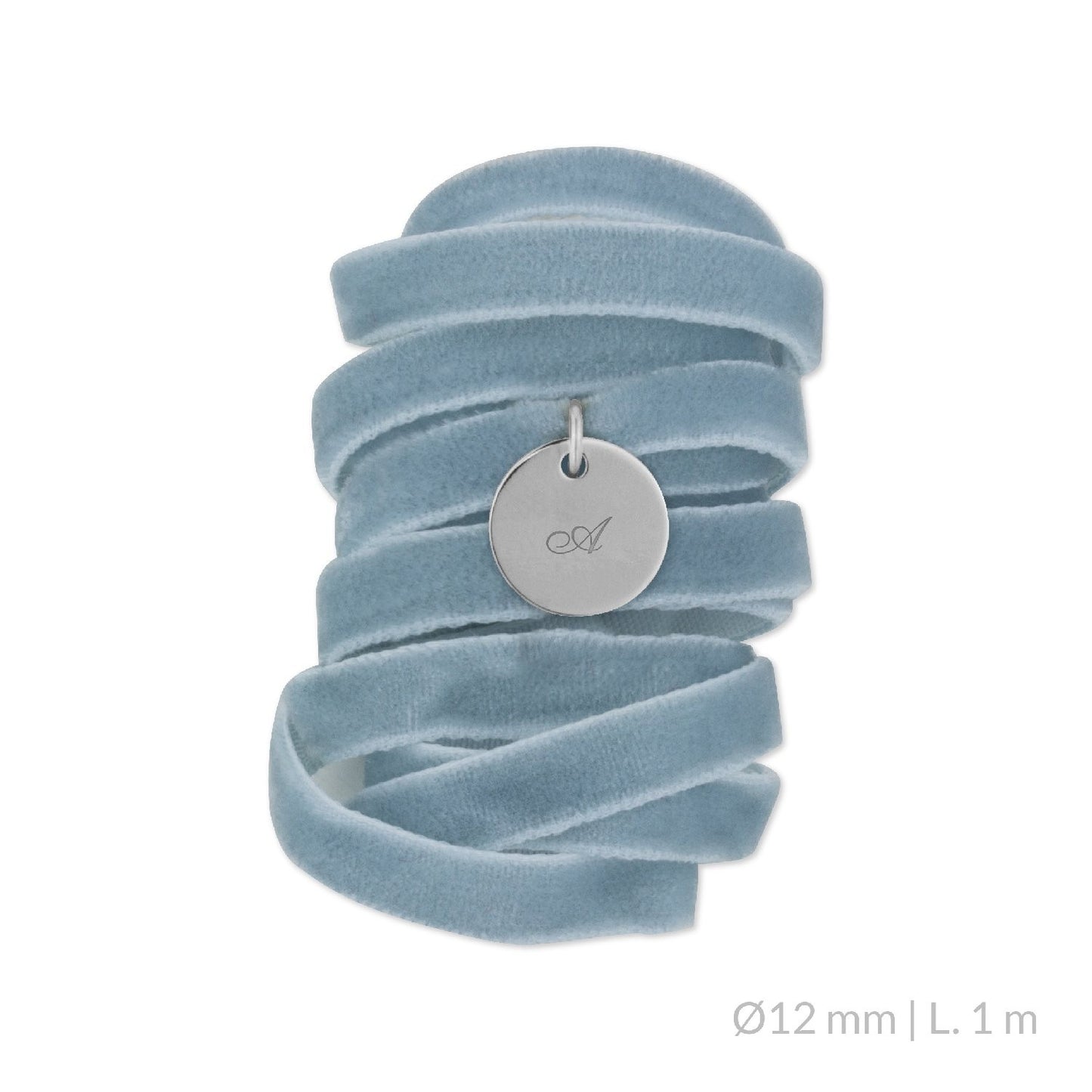 Medalla Ramo de Novia Plata/Chapado en Oro Terciopelo Azul Pastel | Ø 12 mm/Ø15 mm/Ø18 mm