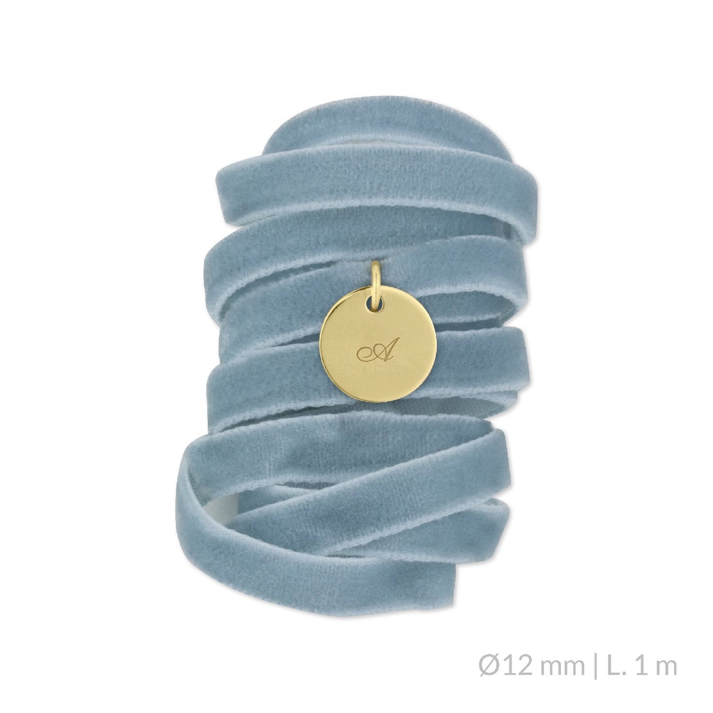Medalla Ramo de Novia Plata/Chapado en Oro Terciopelo Azul Pastel | Ø 12 mm/Ø15 mm/Ø18 mm
