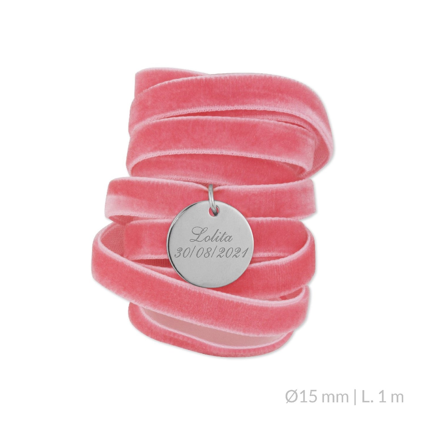 Medalla Ramo de Novia Plata/Chapado en Oro Terciopelo Rosa | Ø 12 mm Ø15 mm Ø18 mm