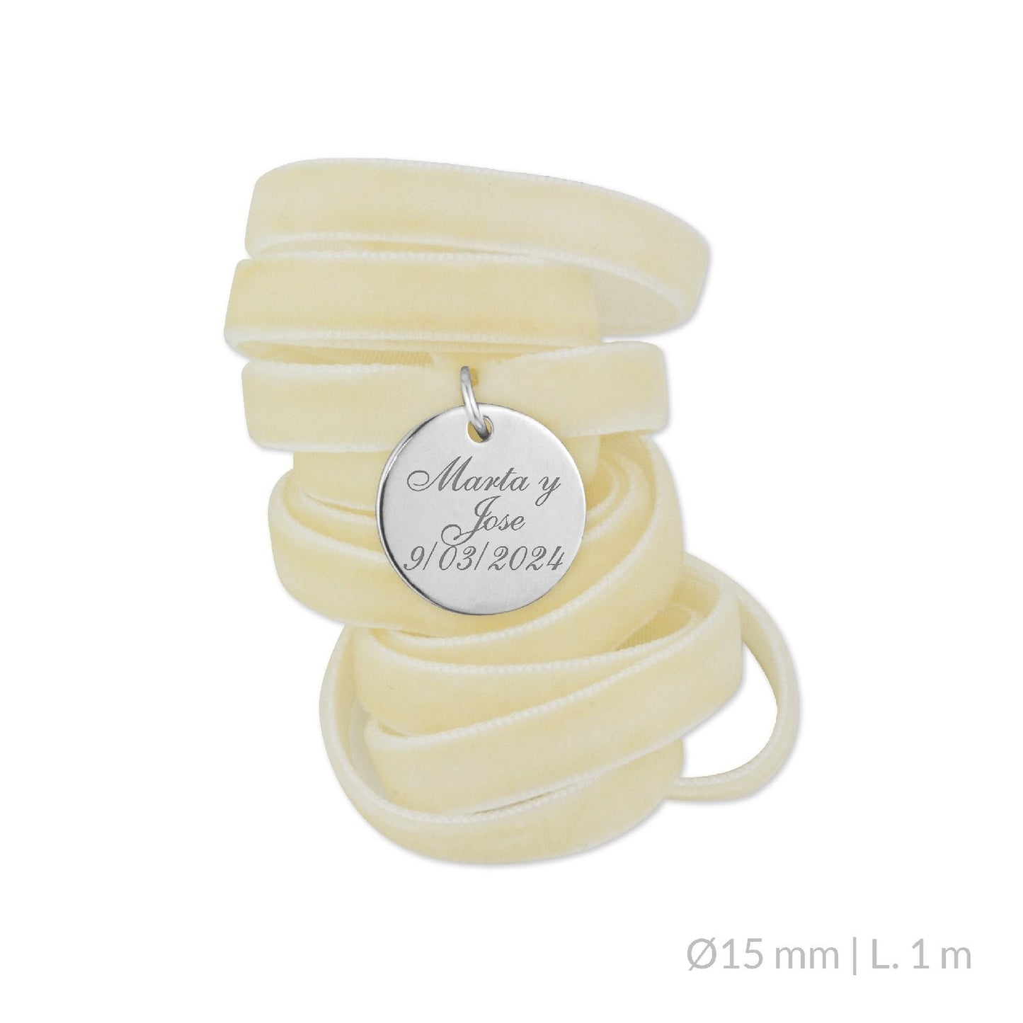 Medalla Ramo de Novia Plata/Chapado en Oro Terciopelo Beige | Ø 12 mm Ø15 mm Ø18 mm