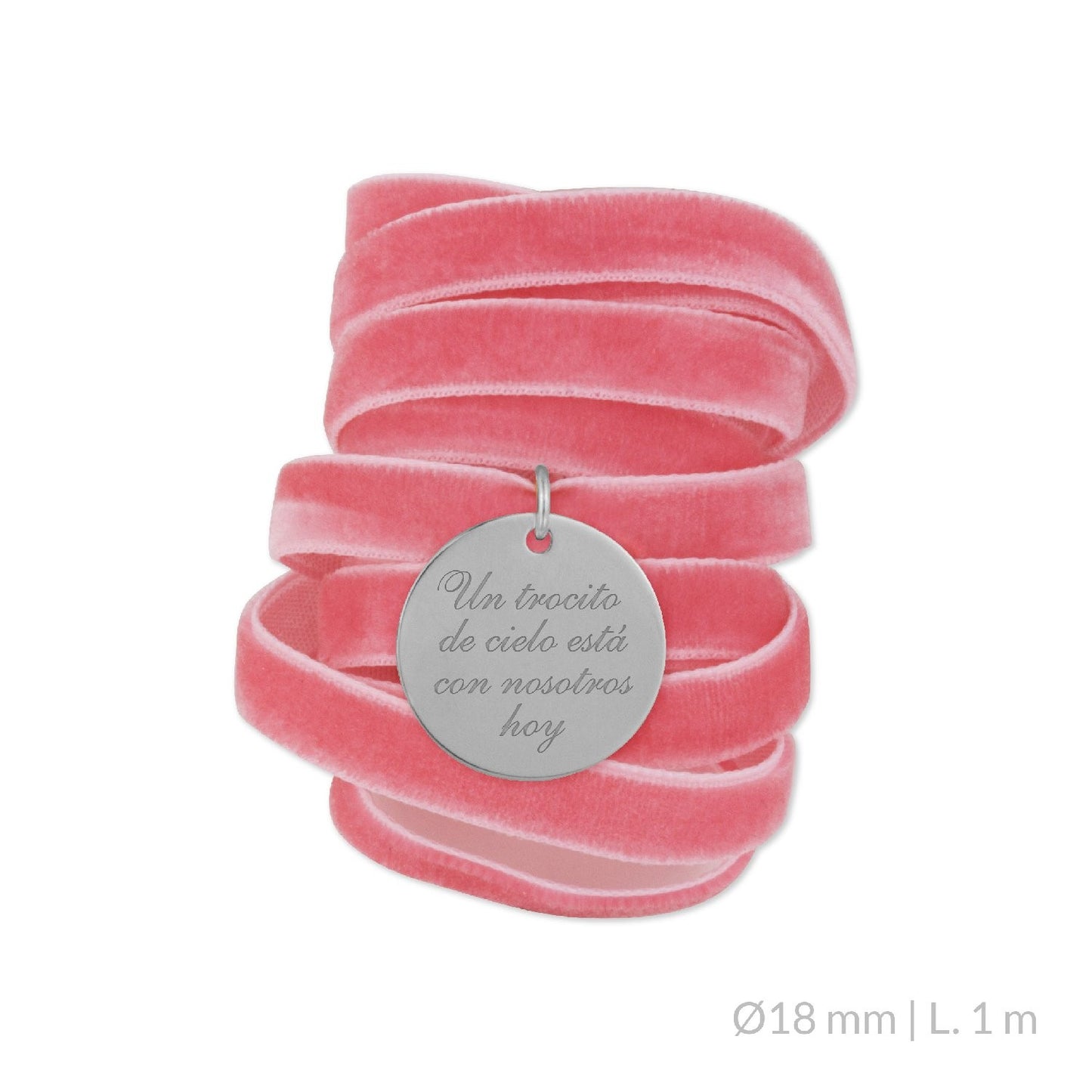 Medalla Ramo de Novia Plata/Chapado en Oro Terciopelo Rosa | Ø 12 mm Ø15 mm Ø18 mm