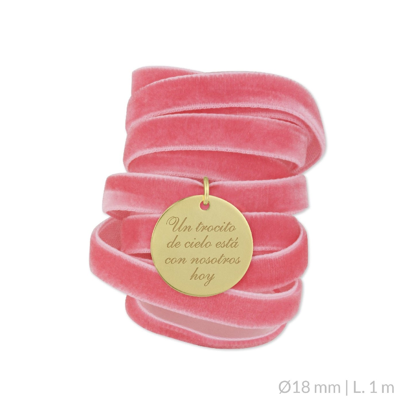 Medalla Ramo de Novia Plata/Chapado en Oro Terciopelo Rosa | Ø 12 mm Ø15 mm Ø18 mm