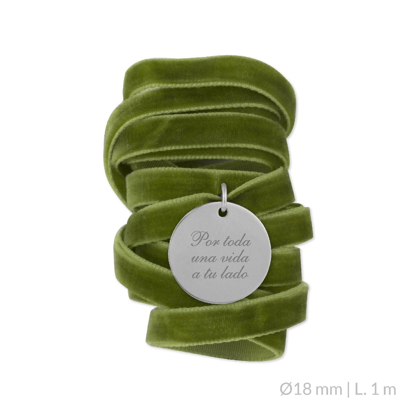 Medalla Ramo de Novia Plata/Chapado en Oro Terciopelo Verde Oliva | Ø 12 mm Ø15 mm Ø18 mm
