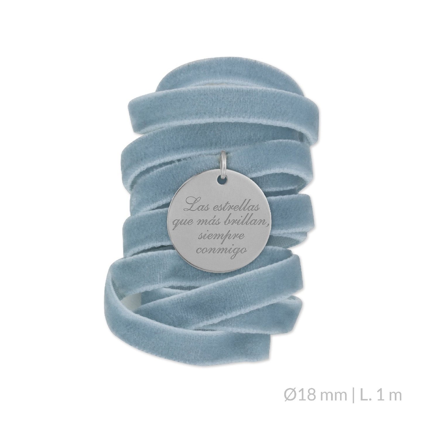 Medalla Ramo de Novia Plata/Chapado en Oro Terciopelo Azul Pastel | Ø 12 mm/Ø15 mm/Ø18 mm