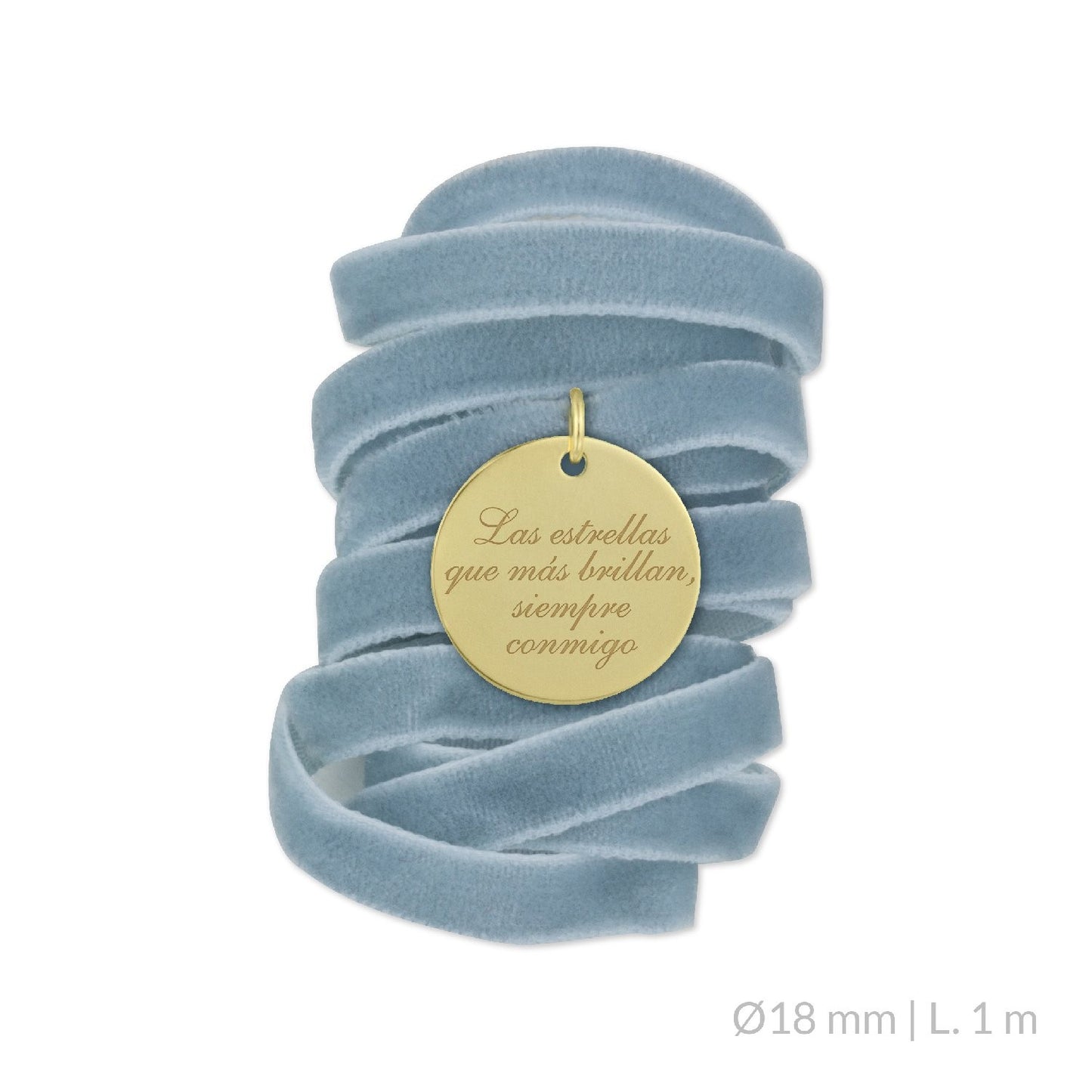 Medalla Ramo de Novia Plata/Chapado en Oro Terciopelo Azul Pastel | Ø 12 mm/Ø15 mm/Ø18 mm