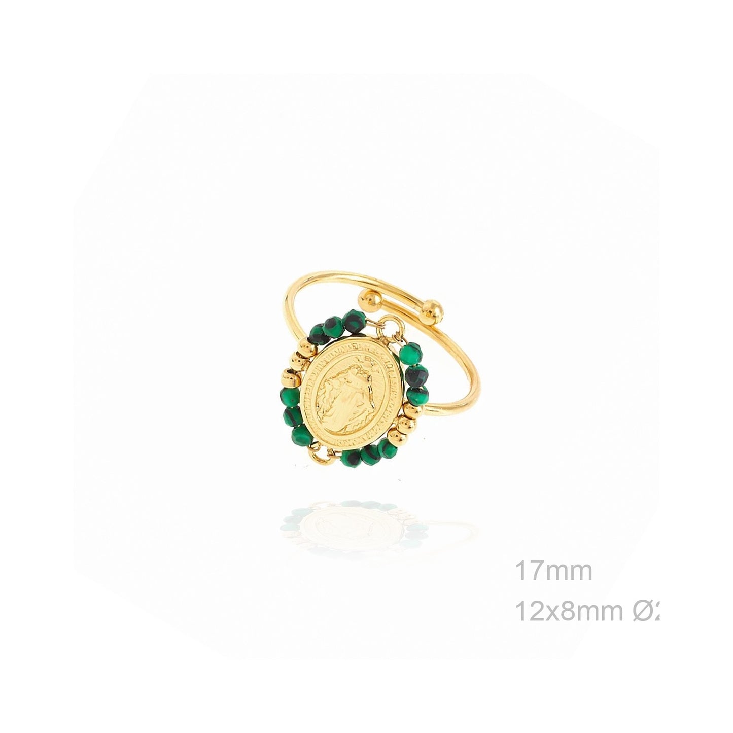 Anillo Verde Milagrosa ACERO