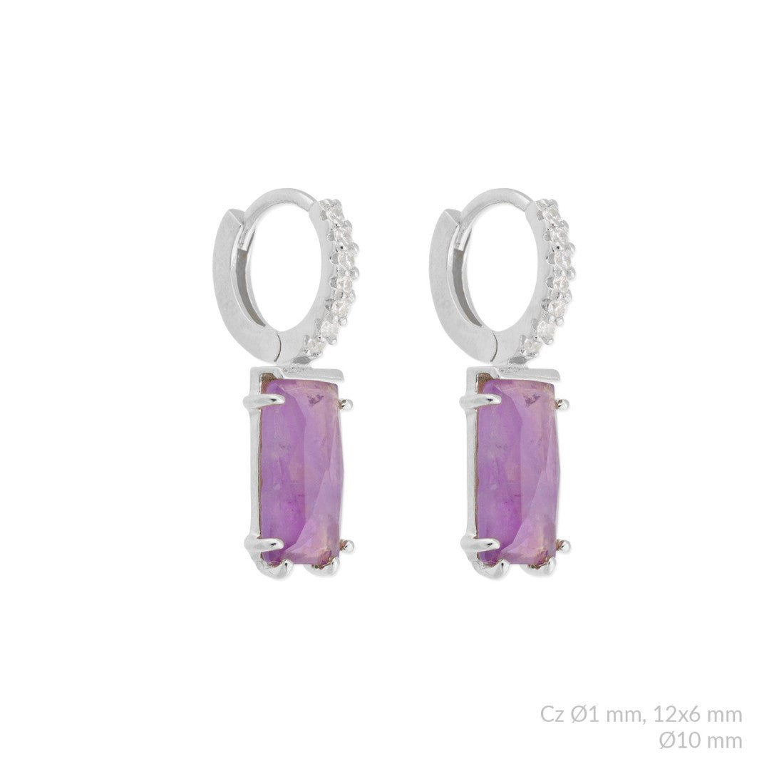 Pendientes de Plata de Ley con amatista y circonita blanca.