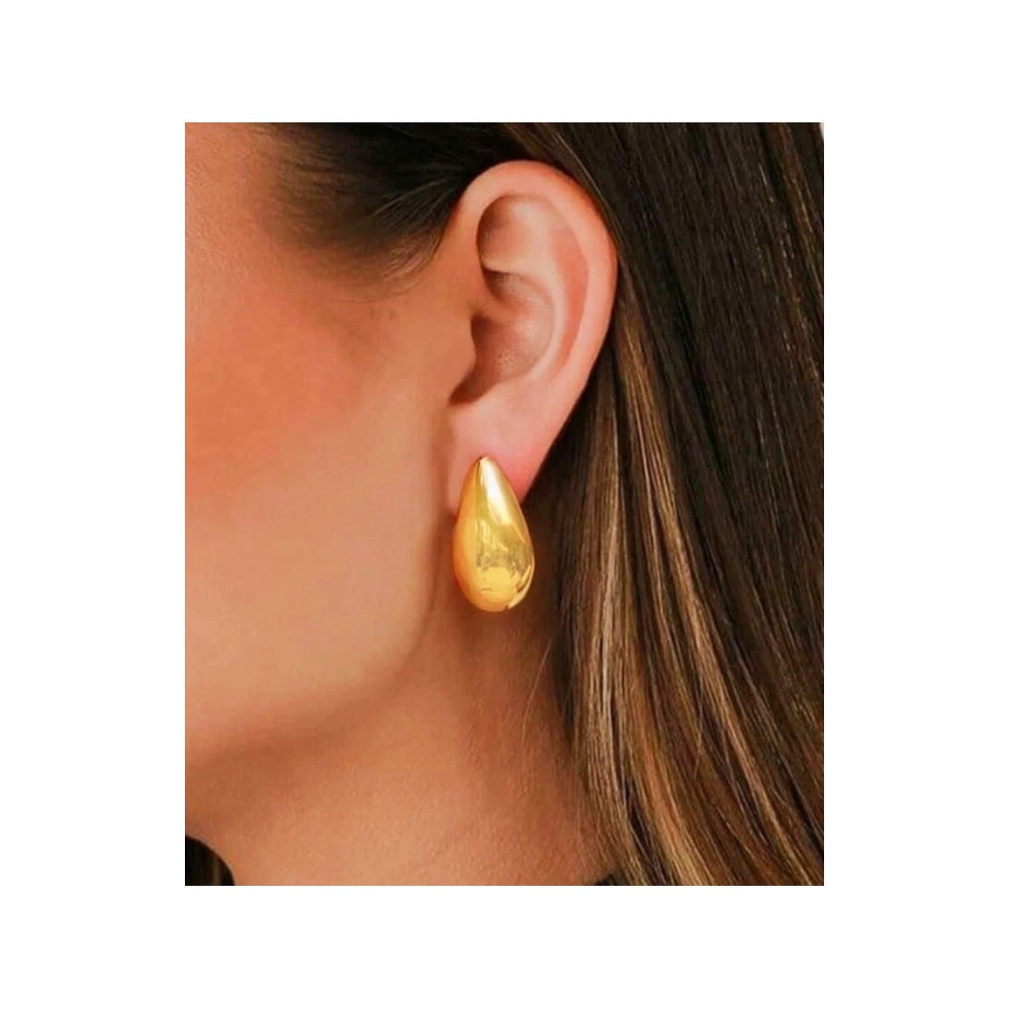 Pendientes Dorado Acero Gota Grande