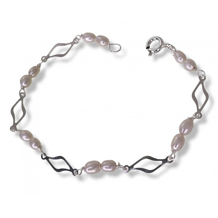 Pulsera Comunión Perla en Plata de Ley