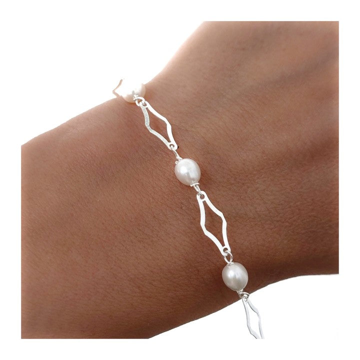 Pulsera Comunión Perla en Plata de Ley