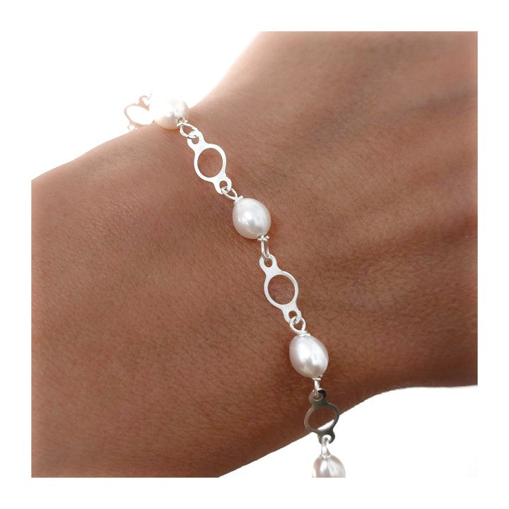 Pulsera Comunión Perla en Plata de Ley