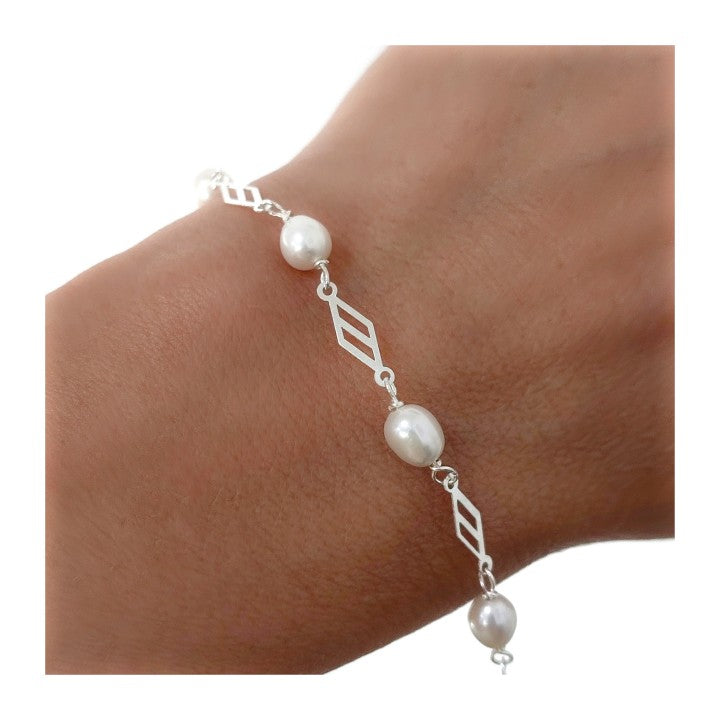 Pulsera Comunión Perla en Plata de Ley