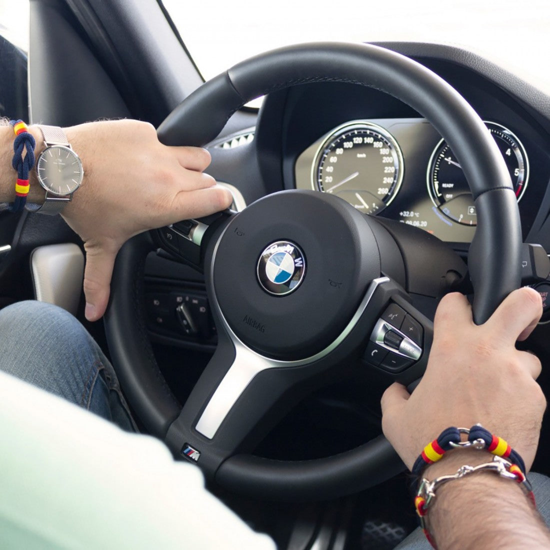 Pulsera de acero con cabo naútico azul ESPAÑA
