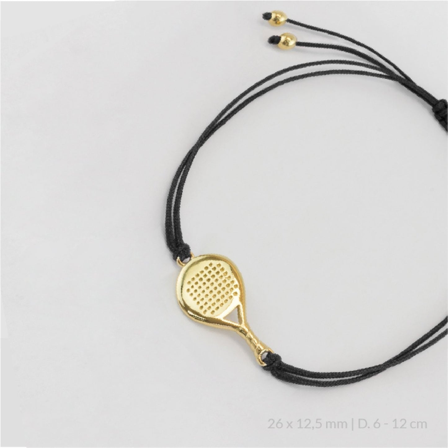 Pulsera pala de pádel hilo negro dorado