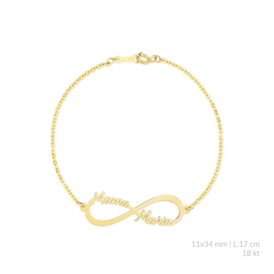 Pulsera Infinito Dos Nombres de Oro Personalizada