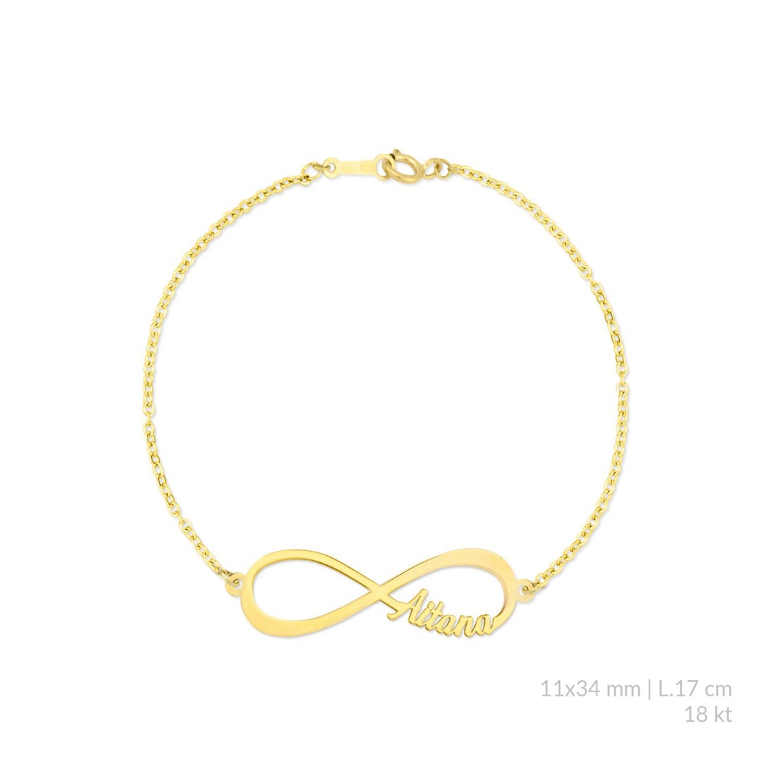 Pulsera Infinito con un nombre de Oro 18 Ktes