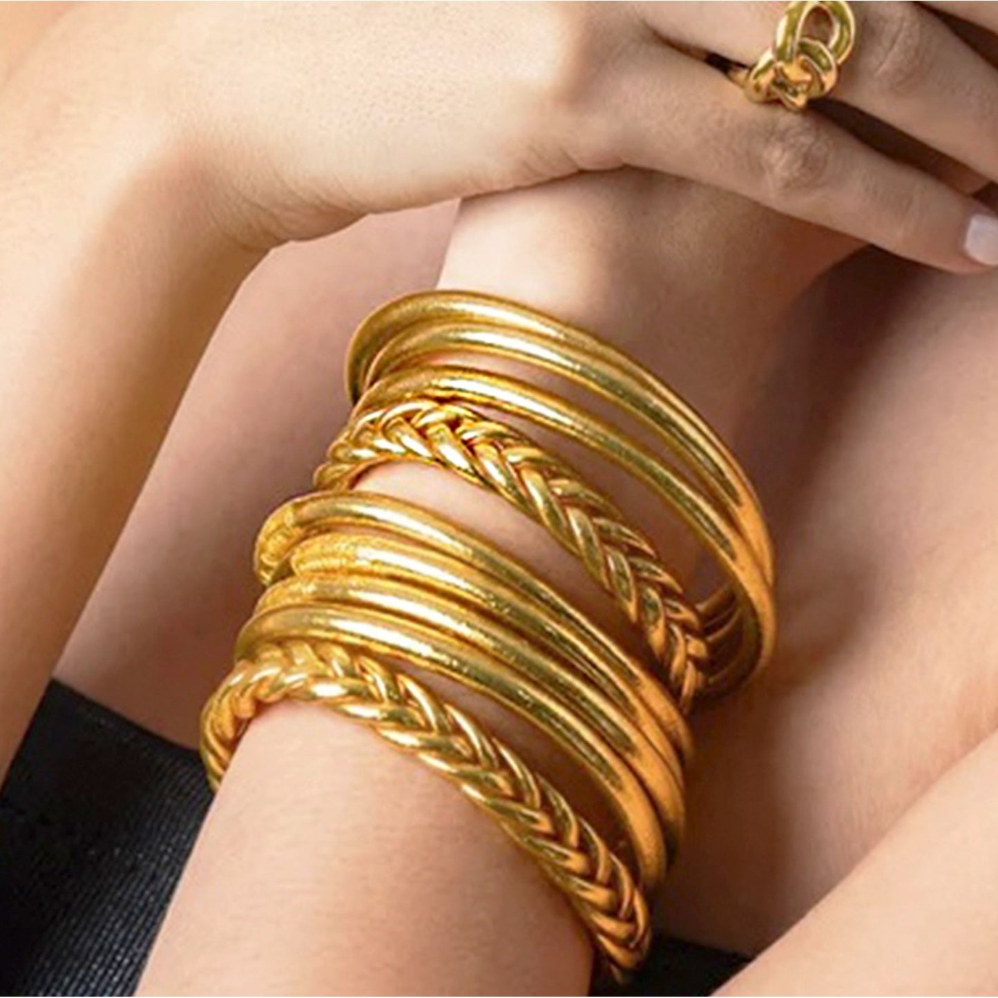 Pulsera de pan de Oro Double Braid (Oro Rosa)