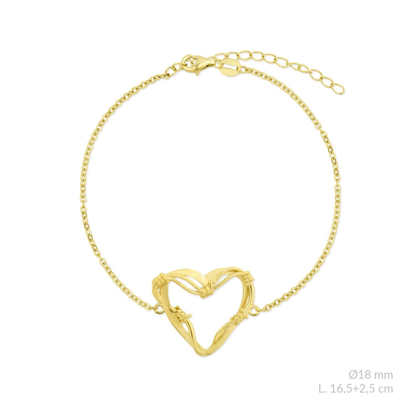 Pulsera Corazón Espinado Bichota Chapada en Oro
