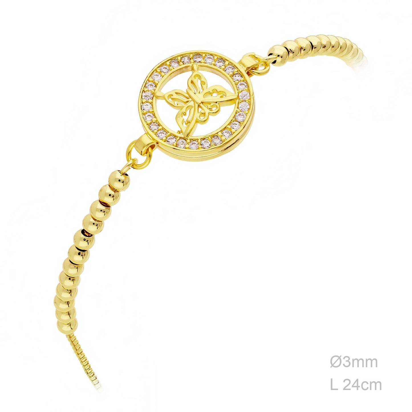 Pulsera Latón Chapada en Oro Mariposa