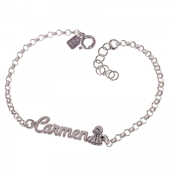 Pulsera Nombre Comunión Personalizada en Plata de Ley