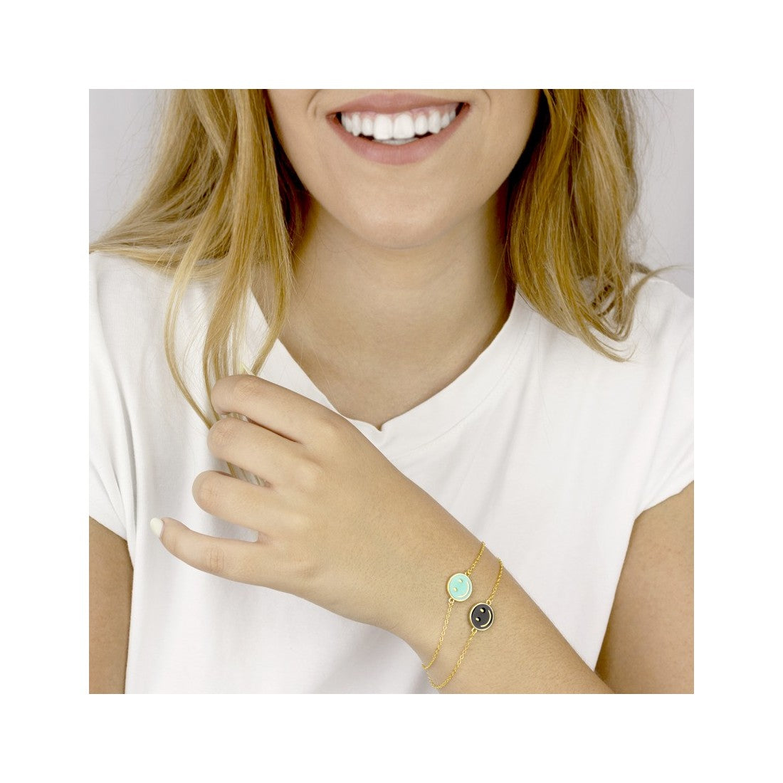 Pulsera Smiley Chapada en Oro