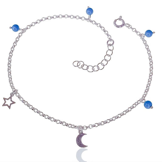 Tobillera Piedra Color Luna Y Estrella