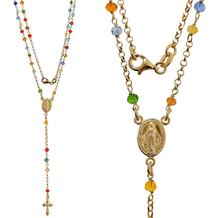 Rosario chapado Milagrosa piedra color