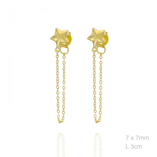 Pendientes Estrella Cadena Dorados Lisa